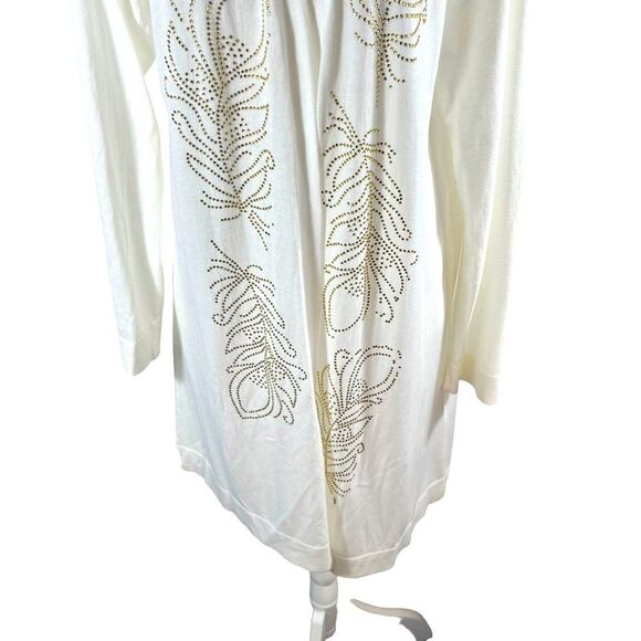 Eileen Fisher White Embellished Open Cardigan - Picture 8 of 12